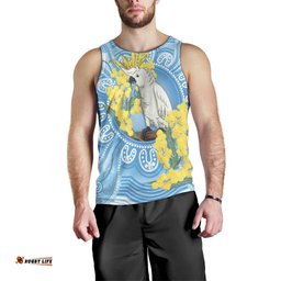 World Diabetes Day Australia Men Tank Top Yellow-crested Cockatoo Golden Wattle Aboriginal LT14