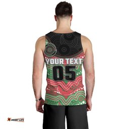 Custom Rabbitohs Men Tank Top Rabbit Mascot With Aboriginal Indigenous DT05