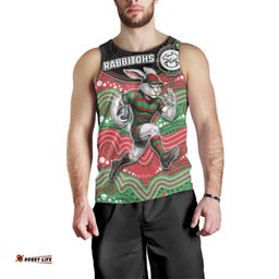 Custom Rabbitohs Men Tank Top Rabbit Mascot With Aboriginal Indigenous DT05
