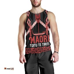 Toitu Te Tiriti Waitangi Men Tank Top Black Wharenui House LT9