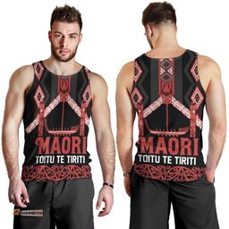 Toitu Te Tiriti Waitangi Men Tank Top Black Wharenui House LT9