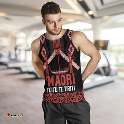 Toitu Te Tiriti Waitangi Men Tank Top Black Wharenui House LT9