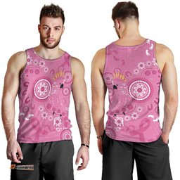 Pink Ribbon Australia Men Tank Top Breast Cancer Awareness Aboriginal Cacatua leadbeateri LT14