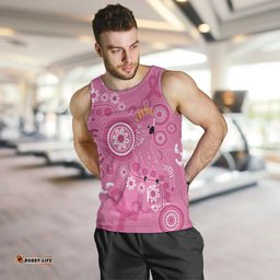 Pink Ribbon Australia Men Tank Top Breast Cancer Awareness Aboriginal Cacatua leadbeateri LT14