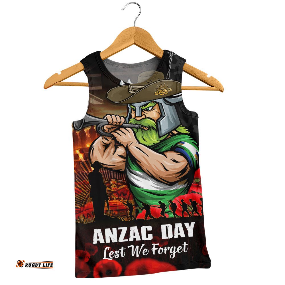 Canberra Raiders Men Singlet Anzac Day Rising Dawn Ceremony Lest We Forget Courage