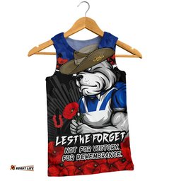 Canterbury-Bankstown Bulldogs Men Singlet ANZAC Day Red Poppy And Brave Hearts Remembrance