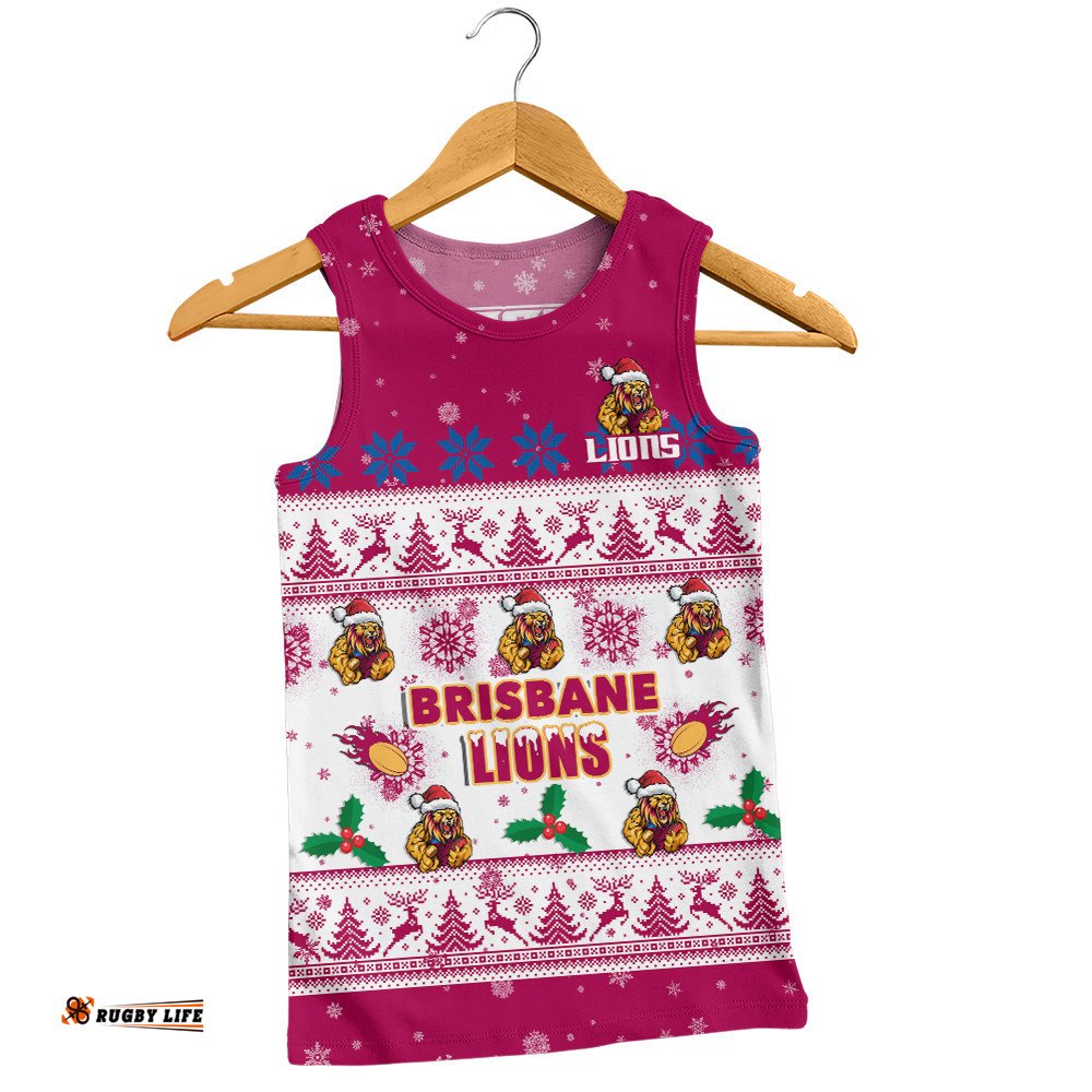 Brisbane Lions Men Singlet Special Ugly Christmas Holiday Footy Fans