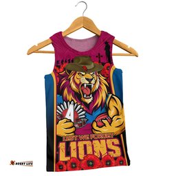 Brisbane Lions Men Singlet Lest We Forget In Eternal Honor And Duty