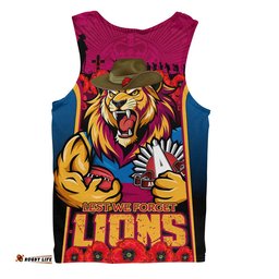 Brisbane Lions Men Singlet Lest We Forget In Eternal Honor And Duty