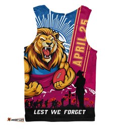 Brisbane Lions Men Singlet Anzac Day Lest We Forget Memorial