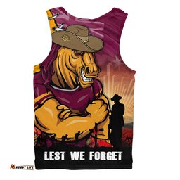 Brisbane Broncos Men Singlet Anzac Day Lest We Forget Silent Dawn