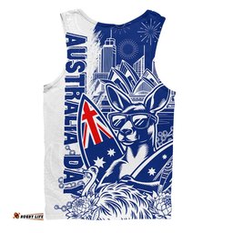 Australia Men Singlet Australia Day Kangaroo Surfboard Blue Skyline Celebration