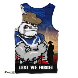 Canterbury-Bankstown Bulldogs Men Singlet Anzac Day Lest We Forget Silent Dawn