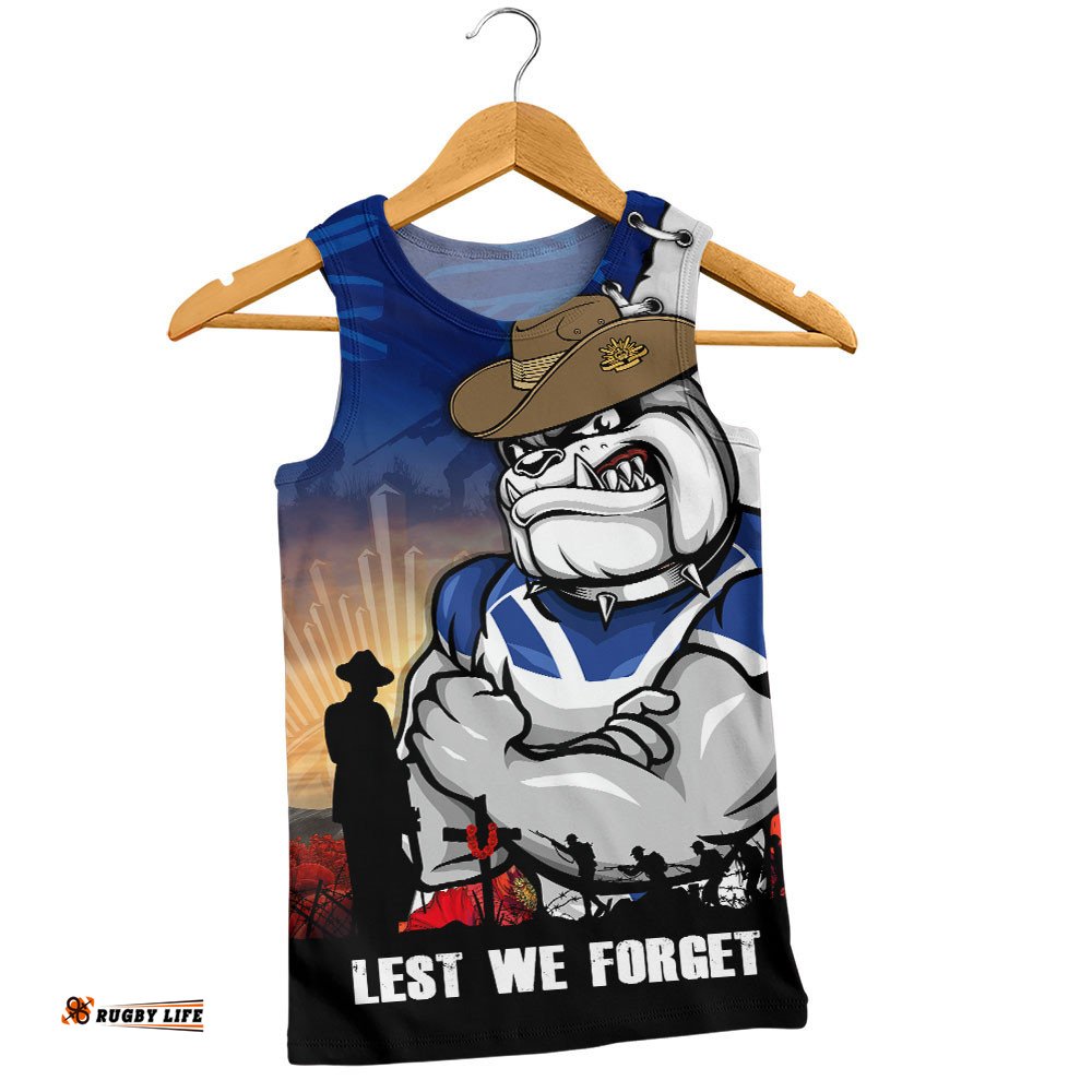 Canterbury-Bankstown Bulldogs Men Singlet Anzac Day Lest We Forget Silent Dawn
