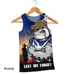 Canterbury-Bankstown Bulldogs Men Singlet Anzac Day Lest We Forget Silent Dawn