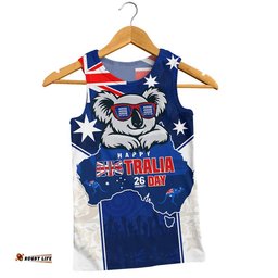 Australia Men Singlet Australia Day Koala Spirit Blue Flag Celebration