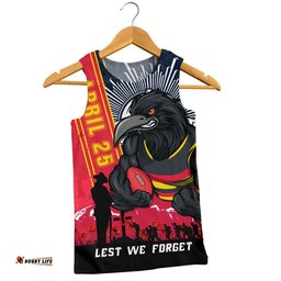 Adelaide Crows Men Singlet Anzac Day Lest We Forget Memorial