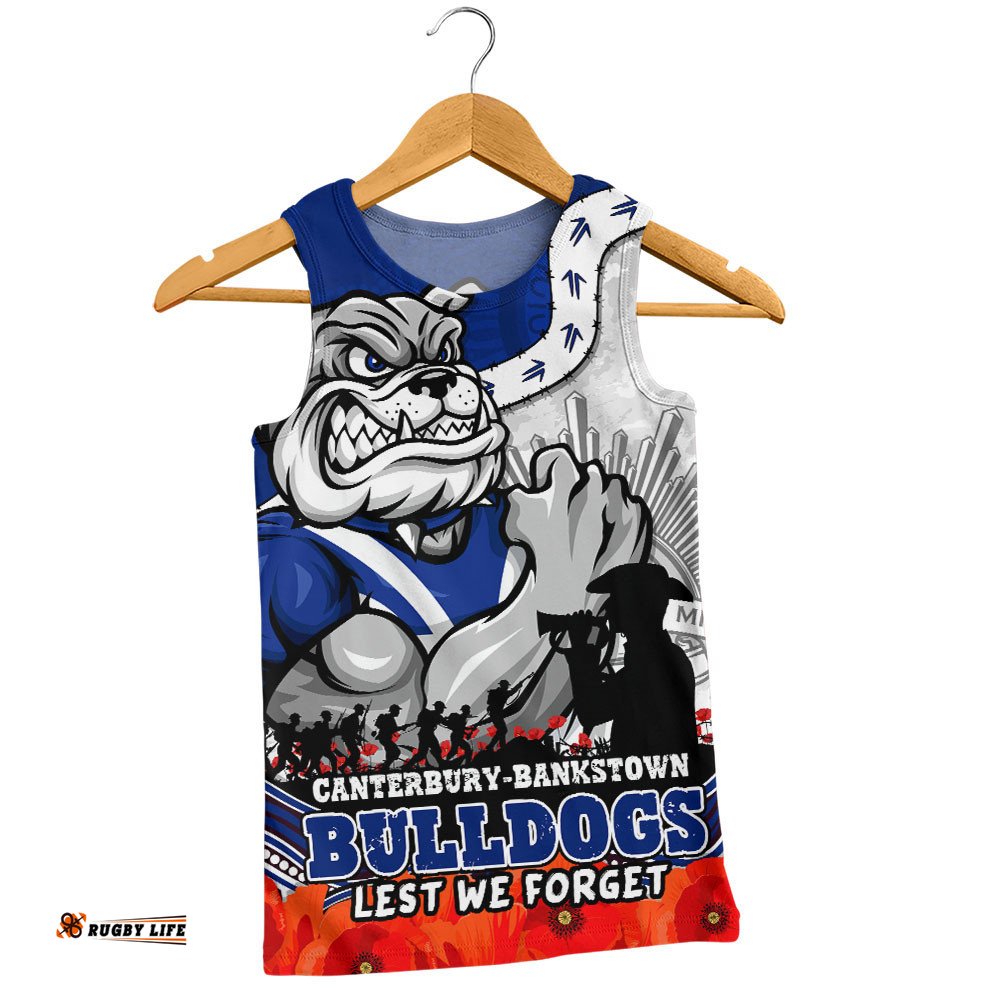 Canterbury-Bankstown Bulldogs Men Singlet Anzac Day Remembrance Of Courage Loyalty Valor