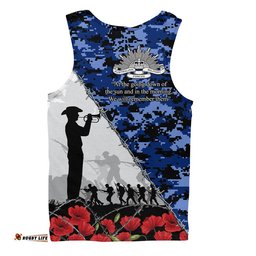 Australia Men Singlet Anzac Day Poppy And Barbed Wire Of Service