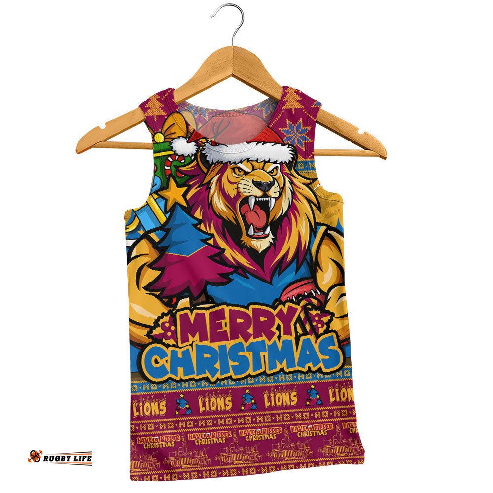 Brisbane Lions Men Singlet Festive Holiday Merry Christmas Vibe