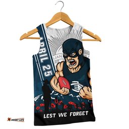 Carlton Men Singlet Anzac Day Lest We Forget Memorial