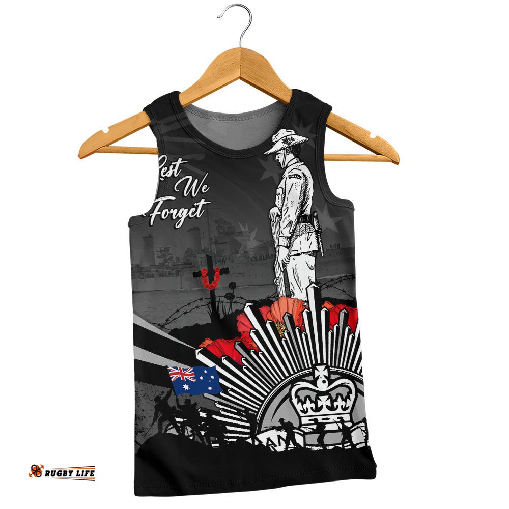 Australia Men Singlet Anzac Day In Memory Of Brave Servicemen