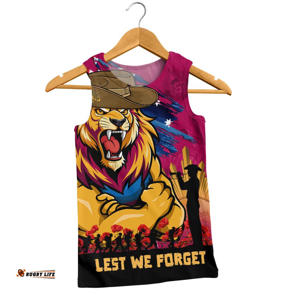 Brisbane Lions Men Singlet ANZAC Inspired Football Fan Memorial Design