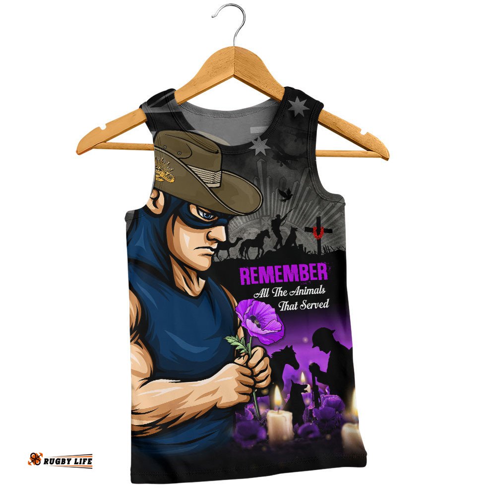 Carlton Men Singlet Anzac Day In Memory Of Animals That Served