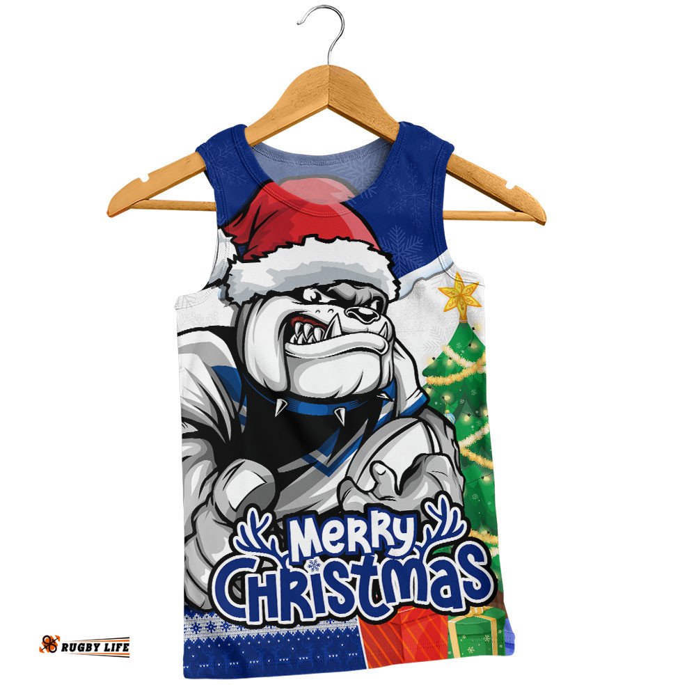 Canterbury-Bankstown Bulldogs Men Singlet Santa Scoring Touchdown On Christmas Game Day