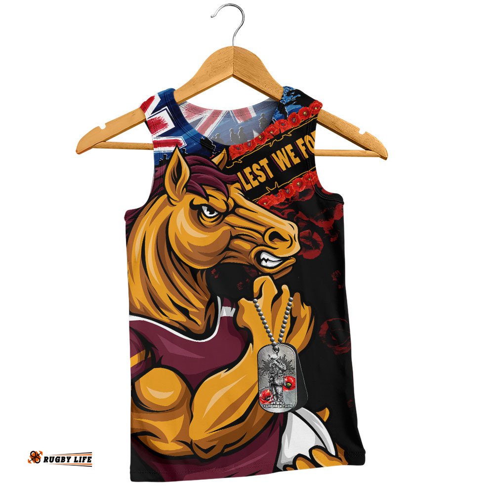 Brisbane Broncos Men Singlet Anzac Remembrance Of The Fallen