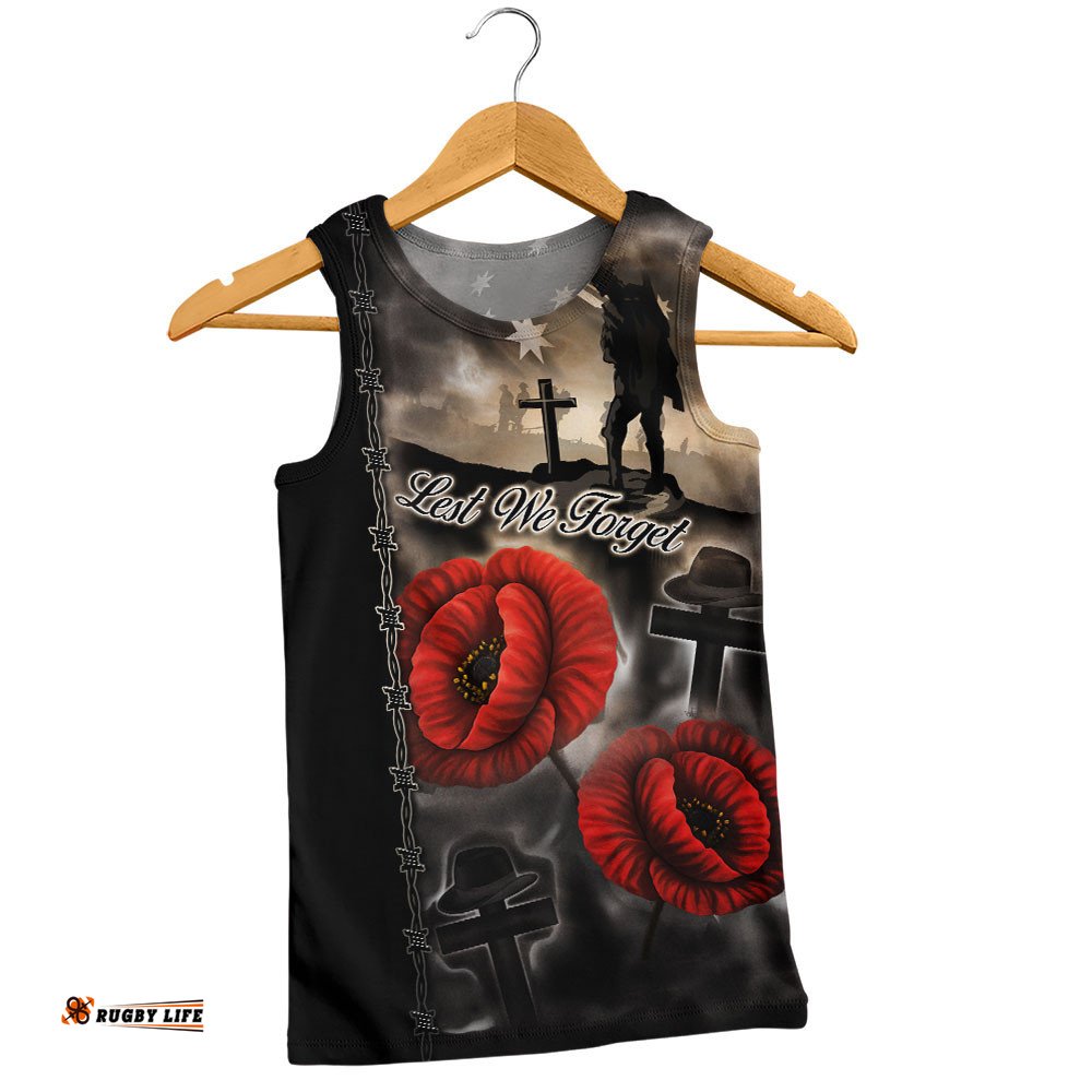 Australia Men Singlet Lest We Forget In Sacred Remembrance