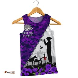 Australia Men Singlet Anzac Day Two Sides Of Service Purple Poppy Remembrance