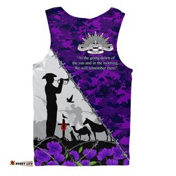 Australia Men Singlet Anzac Day Two Sides Of Service Purple Poppy Remembrance