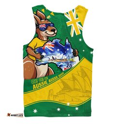 Australia Men Singlet Australia Day Kangaroo Green Gold Spirit 26 January Holiday