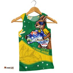 Australia Men Singlet Australia Day Kangaroo Green Gold Spirit 26 January Holiday