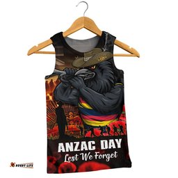 Adelaide Crows Men Singlet ANZAC Day Lest We Forget Red Poppy And Honor The Brave Tribute