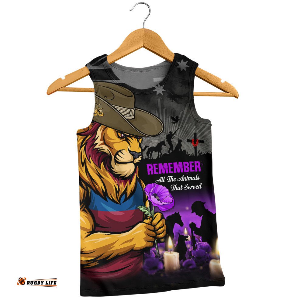 Brisbane Lions Men Singlet Anzac Day In Memory Of Animals That Served