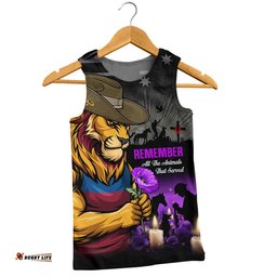 Brisbane Lions Men Singlet Anzac Day In Memory Of Animals That Served