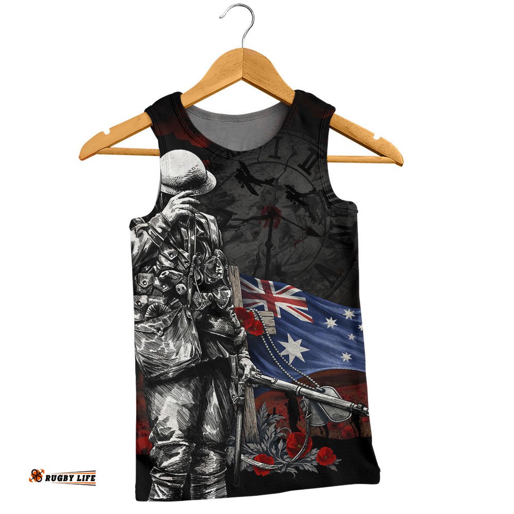 Australia Men Singlet Anzac Day Silent Dawn Spirit Of Remembrance