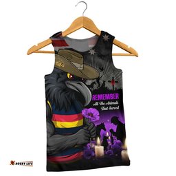 Adelaide Crows Men Singlet Anzac Day In Memory Of Animals That Served