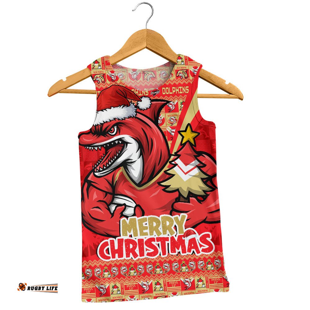 Redcliffe Dolphins Men Singlet Merry Christmas Festive Spirit Edition