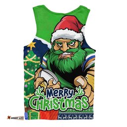 Canberra Raiders Men Singlet Santa Scoring Touchdown On Christmas Game Day