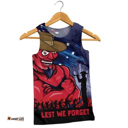 Melbourne Men Singlet ANZAC Inspired Football Fan Memorial Design