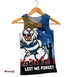 Geelong Cats Men Singlet ANZAC Inspired Football Fan Memorial Design
