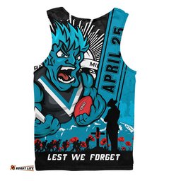 Port Adelaide Men Singlet Anzac Day Lest We Forget Memorial