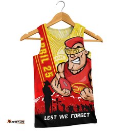 Gold Coast SUNS Men Singlet Anzac Day Lest We Forget Memorial