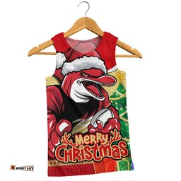 Redcliffe Dolphins Men Singlet Santa Scoring Touchdown On Christmas Game Day