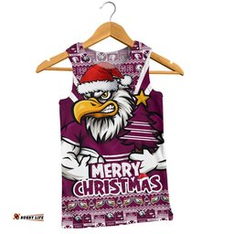 Manly Warringah Sea Eagles Men Singlet Merry Christmas Festive Spirit Edition