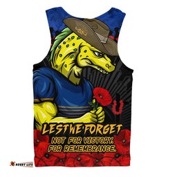 Parramatta Eels Men Singlet ANZAC Day Red Poppy And Brave Hearts Remembrance