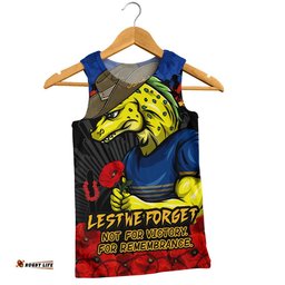 Parramatta Eels Men Singlet ANZAC Day Red Poppy And Brave Hearts Remembrance